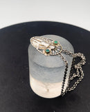 Georg Jensen Sterling Sølv Halskæde/Vedhæng No 76 Grøn Agat - Danam Antik