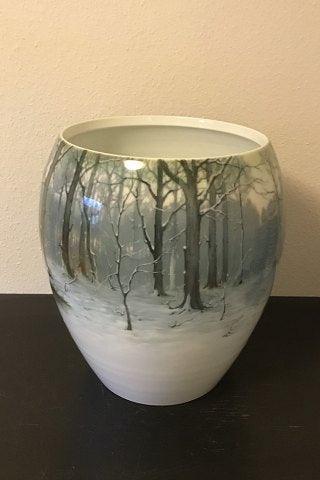 Imperial Porcelain Factory Russisk Meget stor vase / krukke dekoreret med vintermotiv af skov - Danam Antik