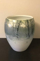 Imperial Porcelain Factory Russisk Meget stor vase / krukke dekoreret med vintermotiv af skov - Danam Antik