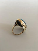 Royal Copenhagen / Anton Michelsen 14K Guld Ring med jais Nielsen Porcelæn Ornament. - Danam Antik