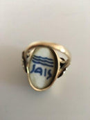 Royal Copenhagen / Anton Michelsen 14K Guld Ring med jais Nielsen Porcelæn Ornament. - Danam Antik
