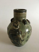 Royal Copenhagen Jais Nielsen Stentøjsvase No 2966 i speciel grøn glasur - Danam Antik