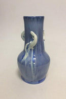 Royal Copenhagen Krystal Glasur vase af Valdemar Engelhardt med 3 Salamander no B533 - Danam Antik