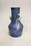 Royal Copenhagen Krystal Glasur vase af Valdemar Engelhardt med 3 Salamander no B533 - Danam Antik