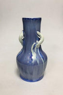 Royal Copenhagen Krystal Glasur vase af Valdemar Engelhardt med 3 Salamander no B533 - Danam Antik