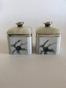 Royal Copenhagen Par Lågkrukker No 1176/1467 med Låg i Hvid Onyx og Sølvmontering. - Danam Antik