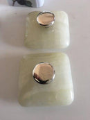 Royal Copenhagen Par Lågkrukker No 1176/1467 med Låg i Hvid Onyx og Sølvmontering. - Danam Antik