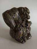 Royal Copenhagen Stentøjsfigur Abemor med unge af knud Kyhn No 20200 - Danam Antik