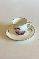 Royal Copenhagen Tete á Tete Kaffeservice med Mørk Rosa dekoration i overglasur. Består af Fad, Kaffekande, Flødekande, Sukkerskål og en kop - Danam Antik