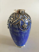 Royal Copenhagen Unika Krystal Glasur Vase af Valdemar Engelhardt med Michelsen Sølv montering No G47 - Danam Antik