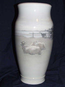 Royal Copenhagen Unika Vase med Heste og Får af Gotfred Rode fra 1932 - Danam Antik