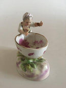 Tidlig Meissen Saltskål. Pige figur og landskabsmaleri i bowle - Danam Antik